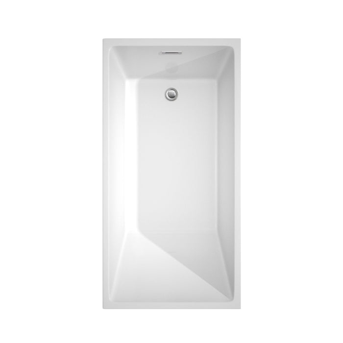 Bathtub - Hannah 59" Freestanding Bathtub In White With Floor Mounted Faucet, Drain And Overflow Trim In Polished Chrome