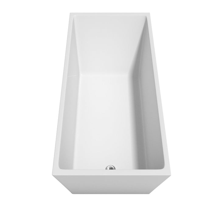 Bathtub - Hannah 67" Freestanding Bathtub In White With Floor Mounted Faucet, Drain And Overflow Trim In Polished Chrome