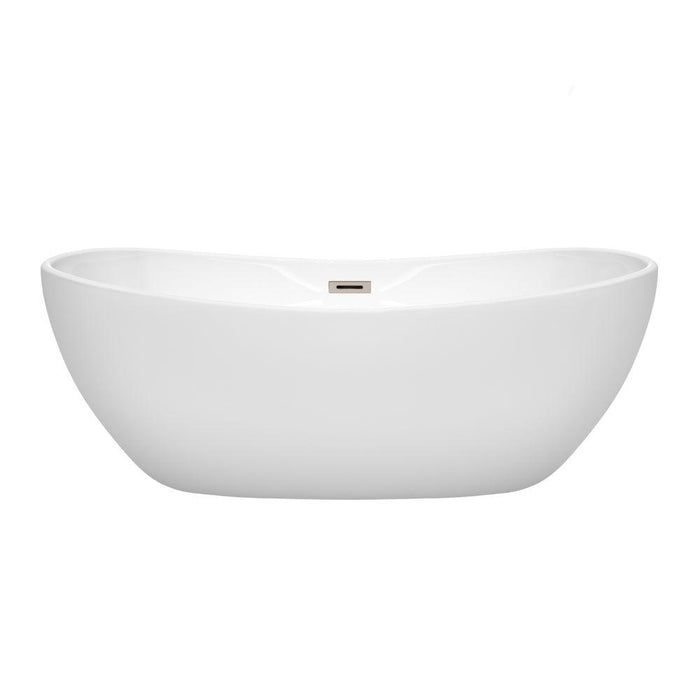Bathtub - Rebecca 65" Freestanding Bathtub In White With Brushed Nickel Drain And Overflow Trim