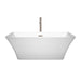 Bathtub - Tiffany 59" Small Soaking Bathtub In White, Brushed Nickel Trim, And Brushed Nickel Floor Mounted Faucet