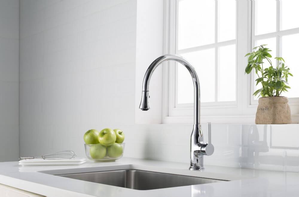 Kitchen Faucet - Stufurhome Everton Kitchen Faucet Gooseneck Single Lever Mixer In Chrome