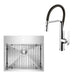 Kitchen Sink - 25" X 22" Small Radius Single Bowl Stainless Steel Hand Made Drop In Kitchen Sink W/ Drain, Strainer, Bottom Grid, And Single Hole Faucet