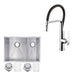 Kitchen Sink - 29" X 20" Zero Radius 70/30 Double Bowl Stainless Steel Hand Made Undermount Kitchen Sink W/ Drains, Strainers, Bottom Grids, And Single Hole Faucet