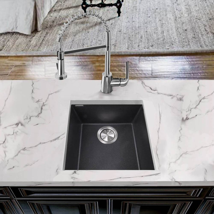 Kitchen Sink - Nantucket Sinks 17" Single Bowl Undermount Granite Composite Bar-Prep Sink Black