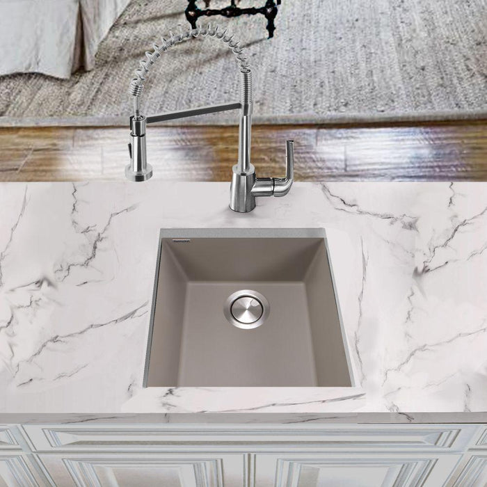 Kitchen Sink - Nantucket Sinks 17" Single Bowl Undermount Granite Composite Bar-Prep Sink Truffle