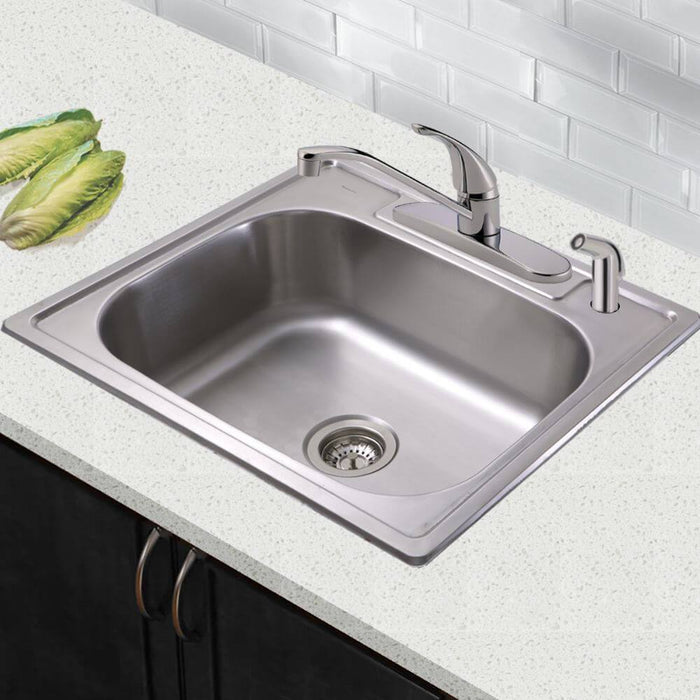 Kitchen Sink - Nantucket Sinks 25" Small Rectangle Single Bowl Self Rimming Stainless Steel Drop In Kitchen Sink, 18 Gauge