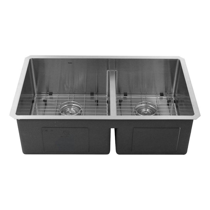 Kitchen Sink - Nantucket Sinks 32" Pro Series 60/40 Offset Double Bowl Undermount Small Radius Stainless Steel Kitchen Sink