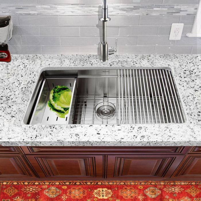 Kitchen Sink - Nantucket Sinks 32" Professional Prep Station Small Radius Undermount Stainless Kitchen Sink W/ Accessories