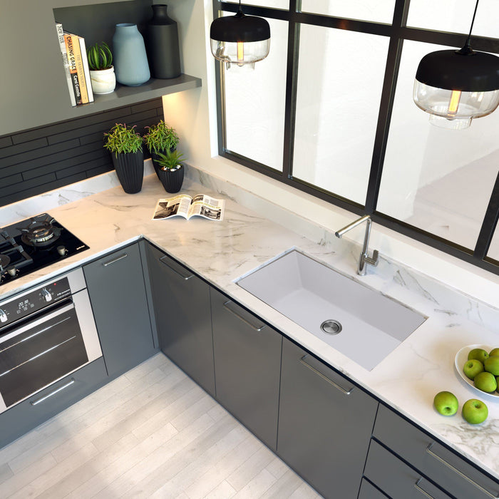 Kitchen Sink - Nantucket Sinks 33-inch Undermount Granite Composite Sink In White