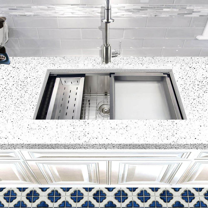 Kitchen Sink - Nantucket Sinks 36" Pro Series Large Prep Station Undermount Stainless Steel Single Bowl Kitchen Sink W/ Compatible Accessories