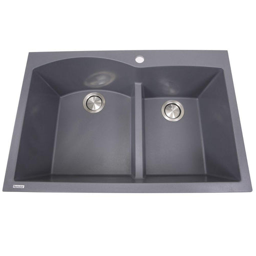 Kitchen Sink - Nantucket Sinks 60/40 Double Bowl Dual-mount Granite Composite Titanium