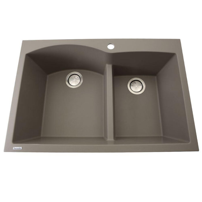 Kitchen Sink - Nantucket Sinks 60/40 Double Bowl Dual-mount Granite Composite Truffle