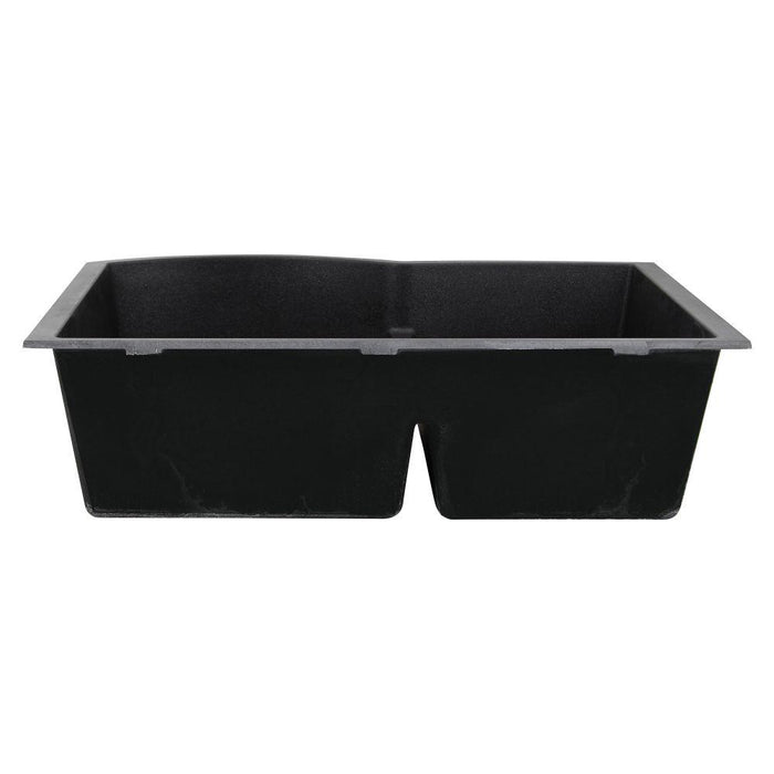 Kitchen Sink - Nantucket Sinks 60/40 Double Bowl Undermount Granite Composite Black