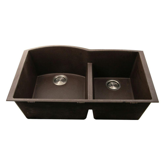 Kitchen Sink - Nantucket Sinks 60/40 Double Bowl Undermount Granite Composite Brown