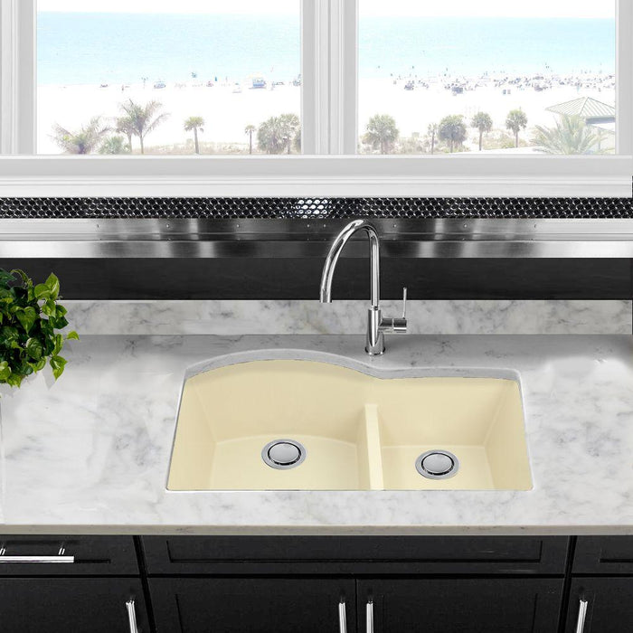 Kitchen Sink - Nantucket Sinks 60/40 Double Bowl Undermount Granite Composite Sand