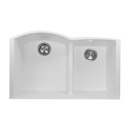 Kitchen Sink - Nantucket Sinks 60/40 Double Bowl Undermount Granite Composite White