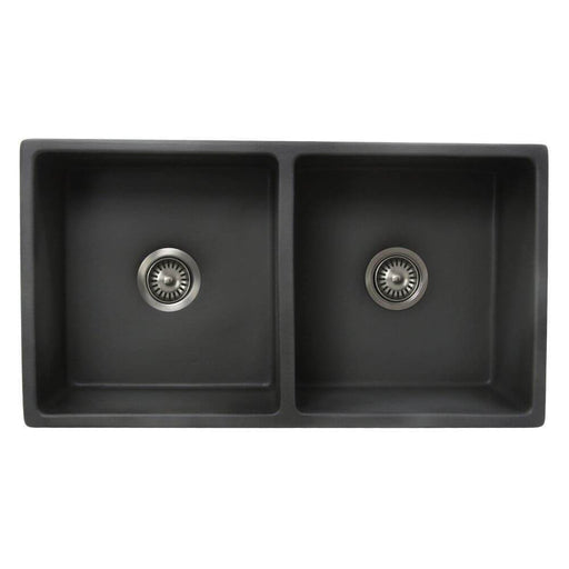 Kitchen Sink - Nantucket Sinks Double Bowl Farmhouse Fireclay Sink With Concrete Finish