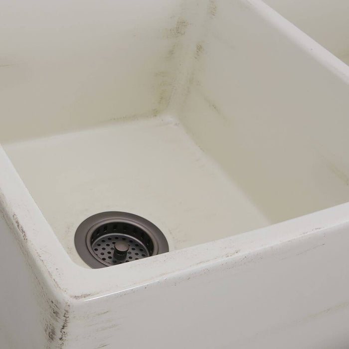Kitchen Sink - Nantucket Sinks Double Bowl Farmhouse Fireclay Sink With Shabby Straw Finish