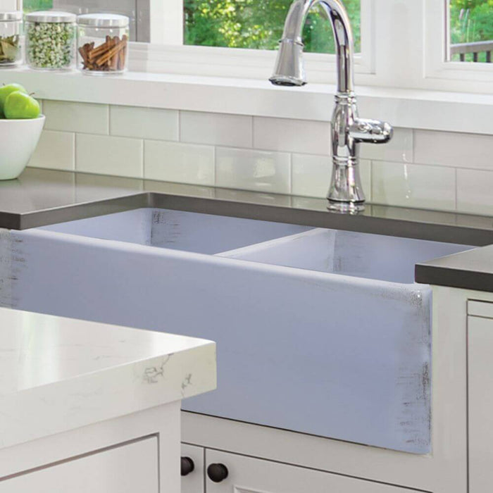 Kitchen Sink - Nantucket Sinks Double Bowl Farmhouse Fireclay Sink With Shabby Sugar Finish