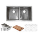 Kitchen Sink - Nantucket Sinks Double Equal Prep Station Small Radius Undermount Stainless Sink W/ Accessories