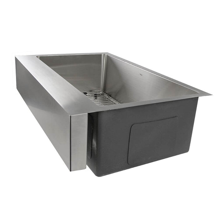 Kitchen Sink - Nantucket Sinks' EZApron33 Patented Design Pro Series Single Bowl Undermount Stainless Steel Kitchen Sink W/ 7" Apron Front