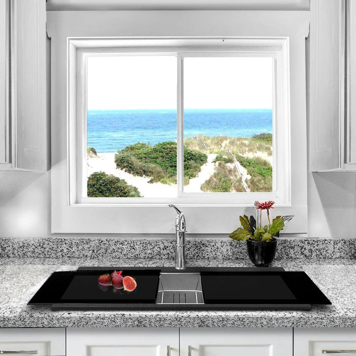 Kitchen Sink - Nantucket Sinks Large Double Bowl Prep Station Topmount Granite Composite Black