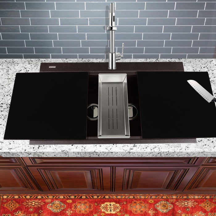 Kitchen Sink - Nantucket Sinks Large Double Bowl Prep Station Topmount Granite Composite Brown