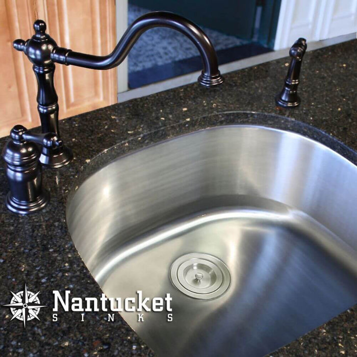 Kitchen Sink - Nantucket Sinks NS03i-16 Sconset 23" D-Bowl Undermount Stainless Steel Kitchen Sink, 16 Gauge