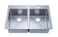 Kitchen Sink - Stufurhome 33" Stainless Steel Overmount 2-Hole Double Bowl Kitchen Sink