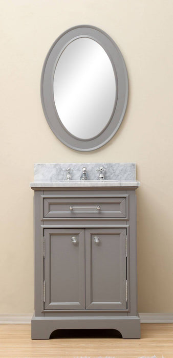Vanity - 24" Cashmere Grey Single Sink Bathroom Vanity W/ Matching Framed Mirror And Faucet From The Derby Collection