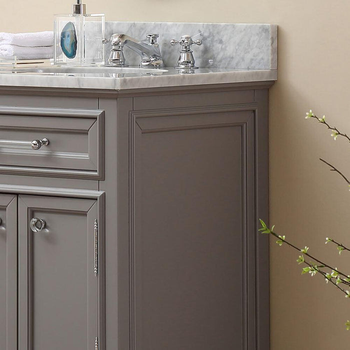 Vanity - 24" Cashmere Grey Single Sink Bathroom Vanity W/ Matching Framed Mirror And Faucet From The Derby Collection