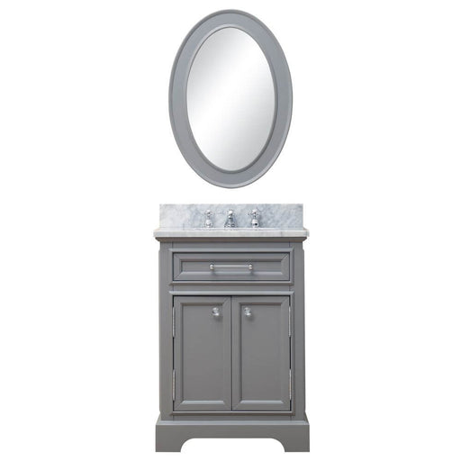 Vanity - 24" Cashmere Grey Single Sink Bathroom Vanity W/ Matching Framed Mirror From The Derby Collection