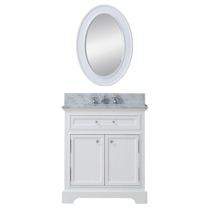 Vanity - 24" Pure White Single Sink Bathroom Vanity W/ Matching Framed Mirror From The Derby Collection