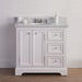 Vanity - 36" Wide Pure White Single Sink Carrara Marble Bathroom Vanity W/ Faucets From The Derby Collection