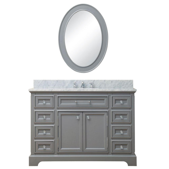 Vanity - 48" Cashmere Grey Single Sink Bathroom Vanity W/ Matching Framed Mirror And Faucet From The Derby Collection