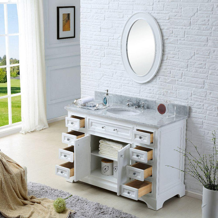 Vanity - 48" Pure White Single Sink Bathroom Vanity From The Derby Collection