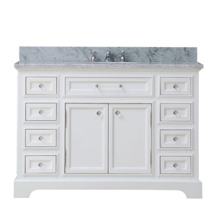 Vanity - 48" Pure White Single Sink Bathroom Vanity W/ Faucet From The Derby Collection