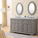 Vanity - 60" Cashmere Grey Double Sink Bathroom Vanity W/ Matching Framed Mirrors And Faucets From The Derby Collection