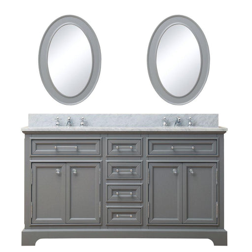 Vanity - 60" Cashmere Grey Double Sink Bathroom Vanity W/ Matching Framed Mirrors From The Derby Collection
