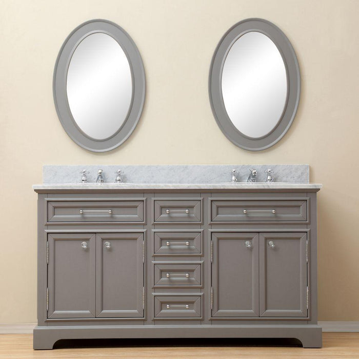 Vanity - 60" Cashmere Grey Double Sink Bathroom Vanity W/ Matching Framed Mirrors From The Derby Collection