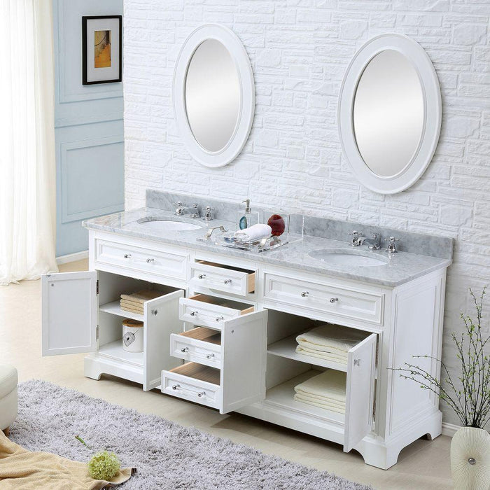 Vanity - 60" Pure White Double Sink Bathroom Vanity From The Derby Collection