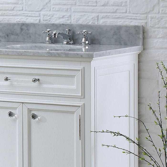 Vanity - 60" Pure White Double Sink Bathroom Vanity W/ Faucet From The Derby Collection