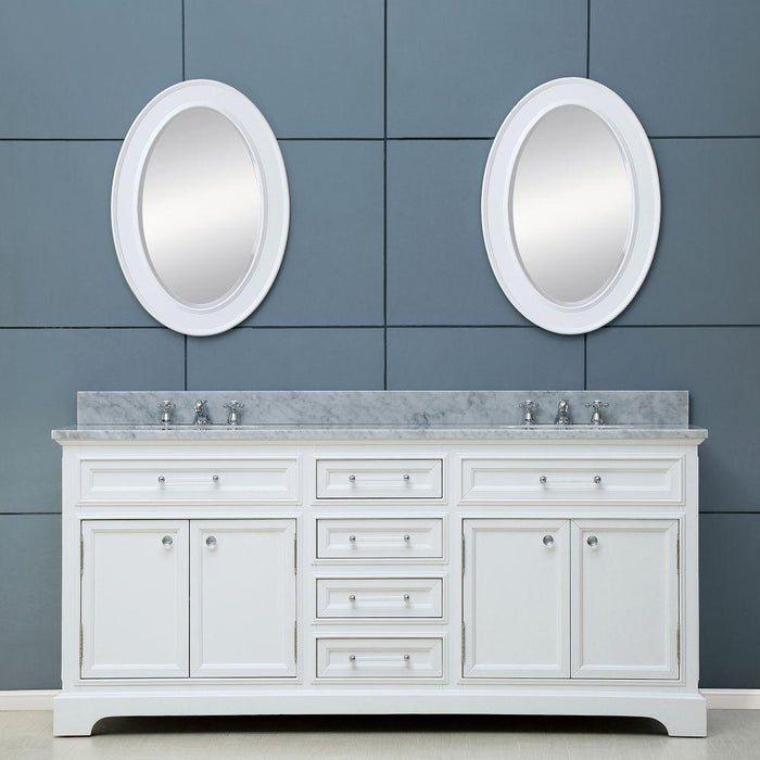Vanity - 60" Pure White Double Sink Bathroom Vanity W/ Matching Framed Mirrors From The Derby Collection