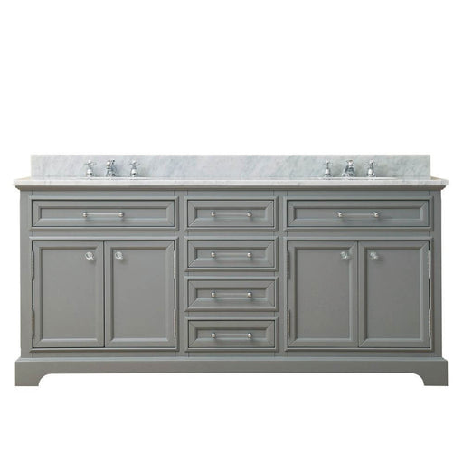 Vanity - 72" Cashmere Grey Double Sink Bathroom Vanity W/ Faucet From The Derby Collection
