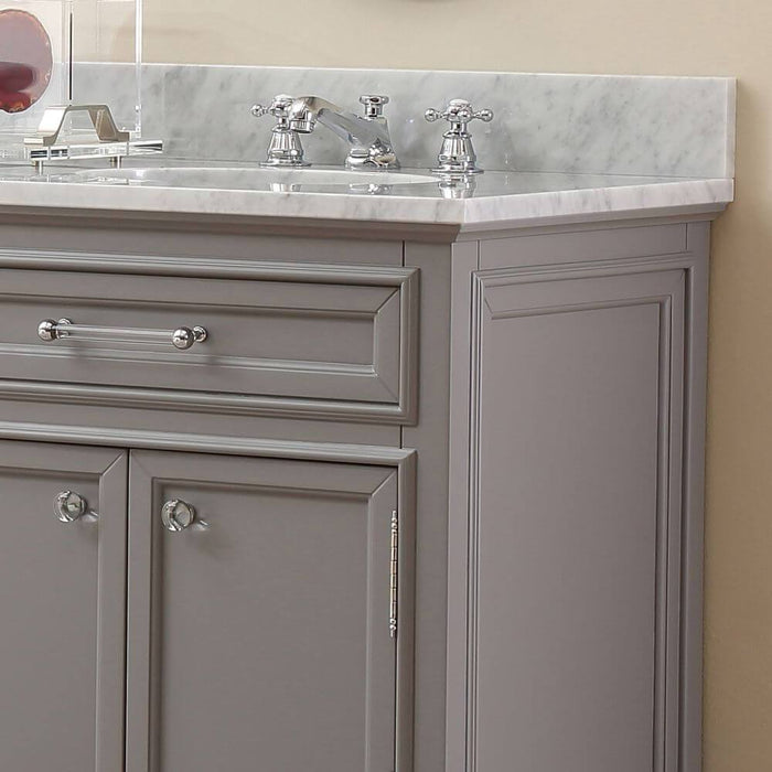 Vanity - 72" Cashmere Grey Double Sink Bathroom Vanity W/ Matching Framed Mirrors And Faucets From The Derby Collection