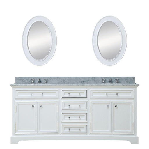 Vanity - 72" Pure White Double Sink Bathroom Vanity W/ Matching Framed Mirrors From The Derby Collection