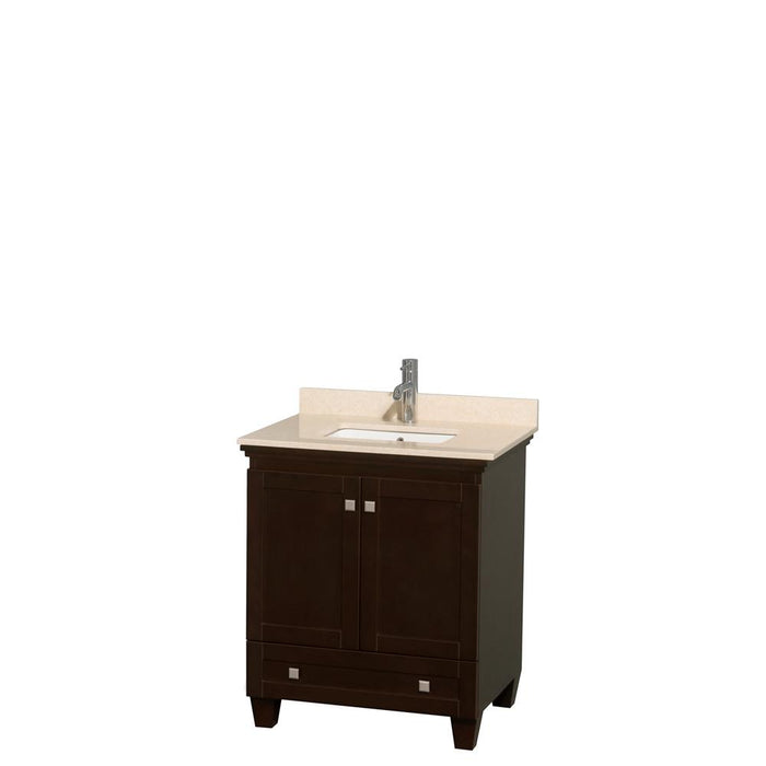 Vanity - Acclaim 30" Single Bathroom Vanity In Espresso, Ivory Marble Countertop, Undermount Square Sink, And No Mirror