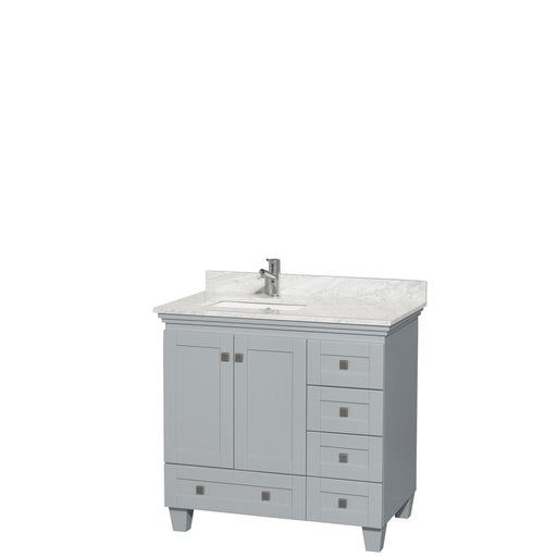 Vanity - Acclaim 36" Single Bathroom Vanity In Oyster Gray, White Carrara Marble Countertop, Undermount Square Sink, And No Mirror