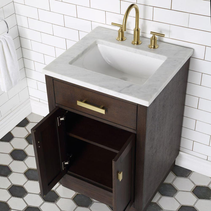 Vanity - Chestnut 24" Single Bathroom Vanity In Brown Oak