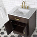Vanity - Chestnut 30" Single Bathroom Vanity In Brown Oak W/ White Carrara Marble Countertop And Satin Gold Finish